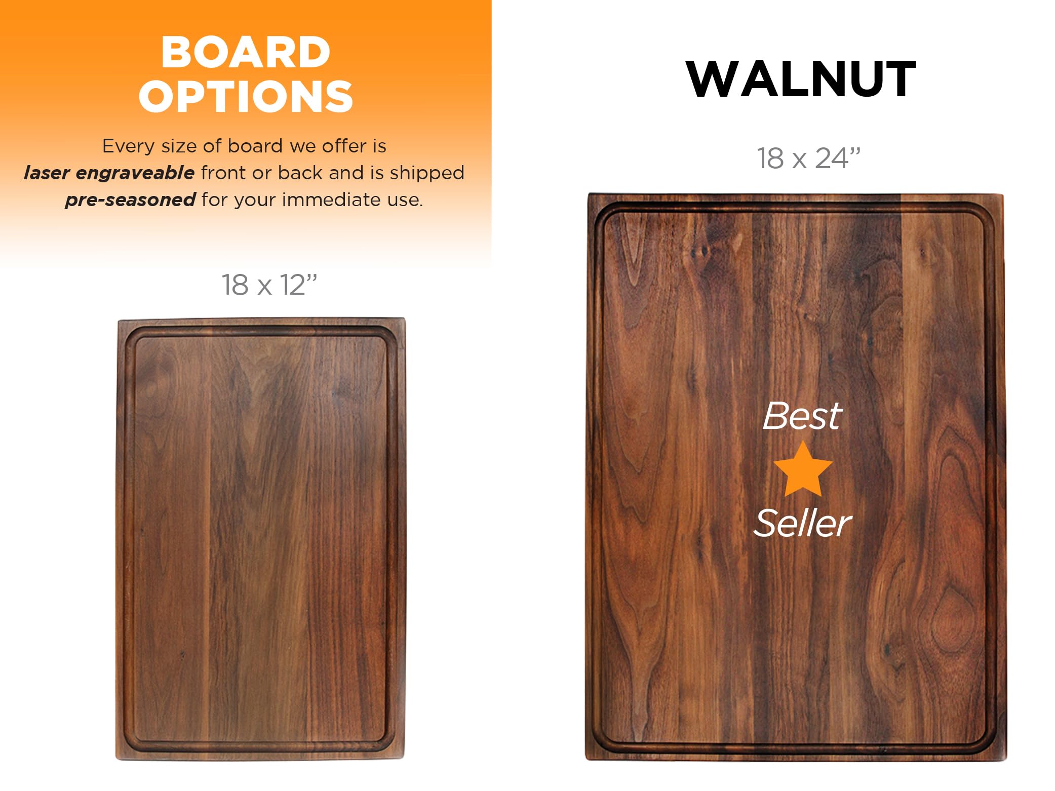 Refine Kitchenware Extra Large Walnut Personalized Engraved Cutting Board - FSC-Certified Wood, Wedding Gift, Anniversary Gift, Custom Walnut Cutting Board, 100% Made In The USA