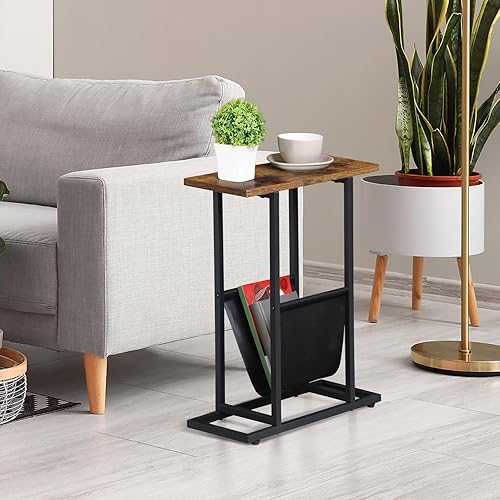 Miniatura 2 de ZENY Mesa auxiliar pequeña y estrecha para espacios pequeños, mesa auxiliar delgada, mesa de revista, mesita de noche delgada para sofá, mesita de