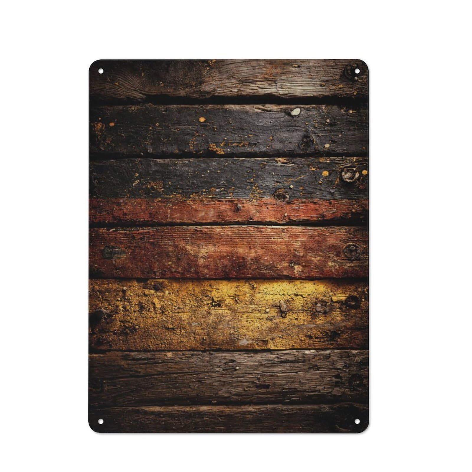 Junmoney Style-23 Rustic Tin Sign 40X30cm Featuring Distressed Wood German Flag For Bar Or Restaurant, For Vintage Wall Decor Fans, For Themed Room Decoration