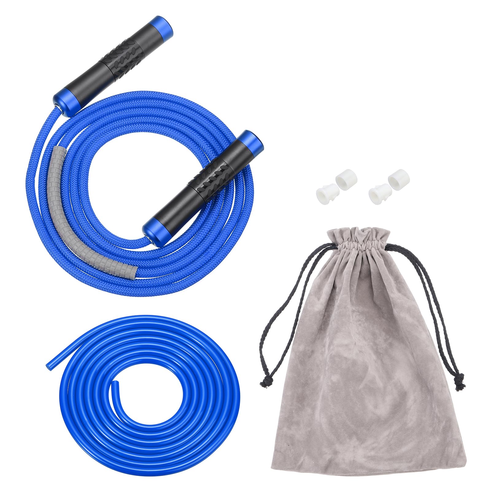 PATIKIL Corde Saltare Ponderate Fitness 1Lb, Corda Saltare Velocità Allenamento 9mm Tessuto Cotone & 9mm Corda Pvc Solido Cuscinetto Sfera Girevole per Uomini Donne Esercizio Aerobico, Blu