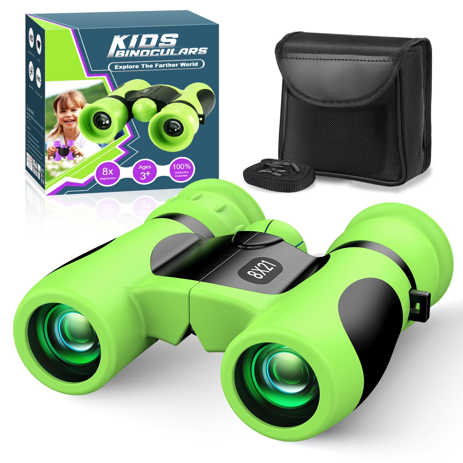 Upgrade Impermeabile Compatto Binocolo per Bambini - 8x21, All'aperto Idea Giocattoli Regalo