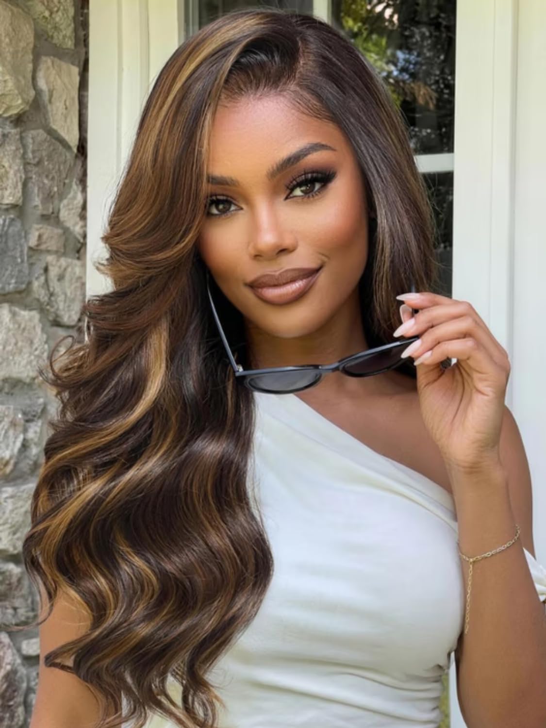 UNICE Bye Bye Slip Glueless Wig,7x5 Lace Body Wave Human Hair 18inch #FCV104 Golden Brown Color | Body Wave Drawstring Wig 18 Inch