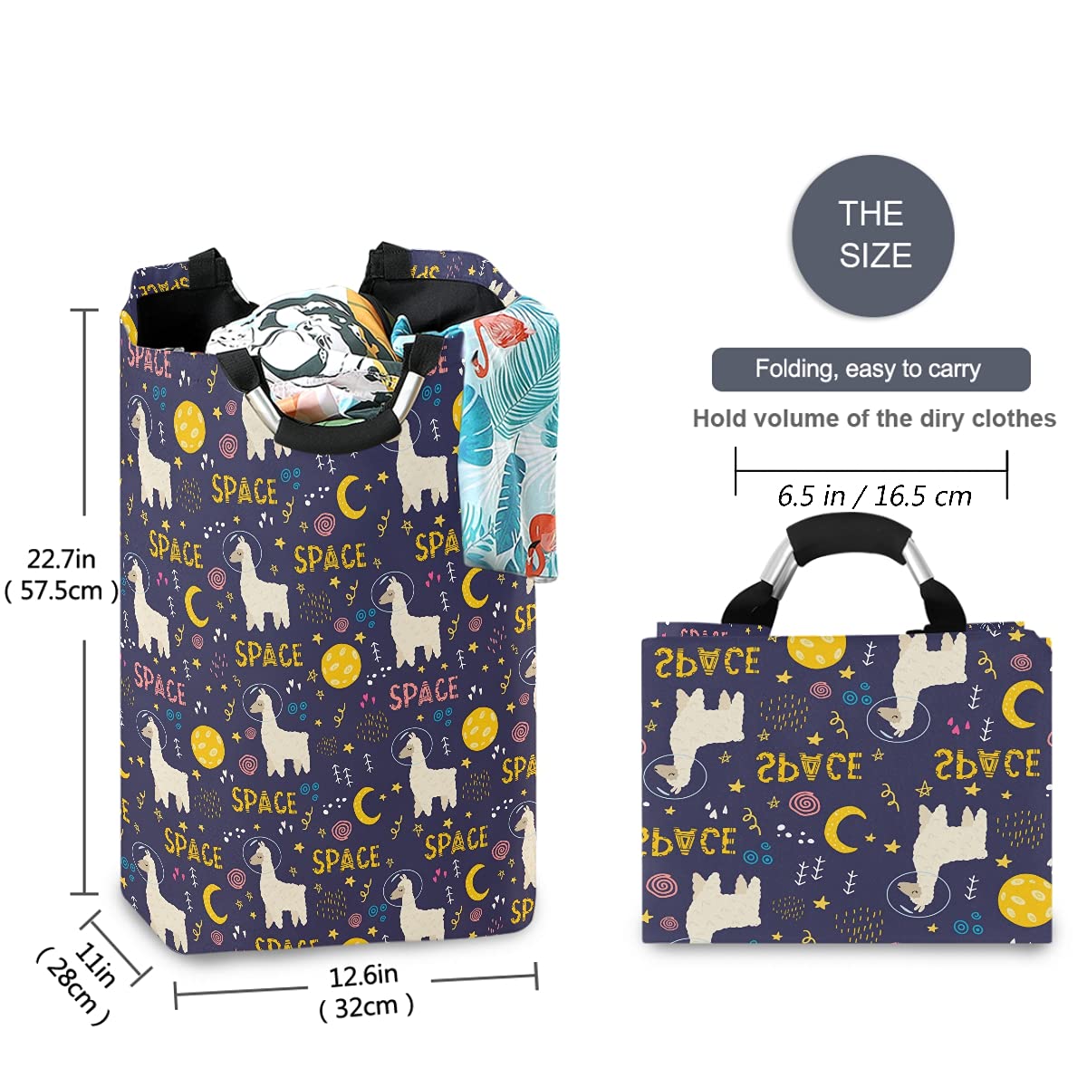 Visesunny Llama Cactus Laundry Hamper - Large Capacity, Water-Resistant Oxford Cloth, Foldable Basket For Bedroom, Bathroom - View #4