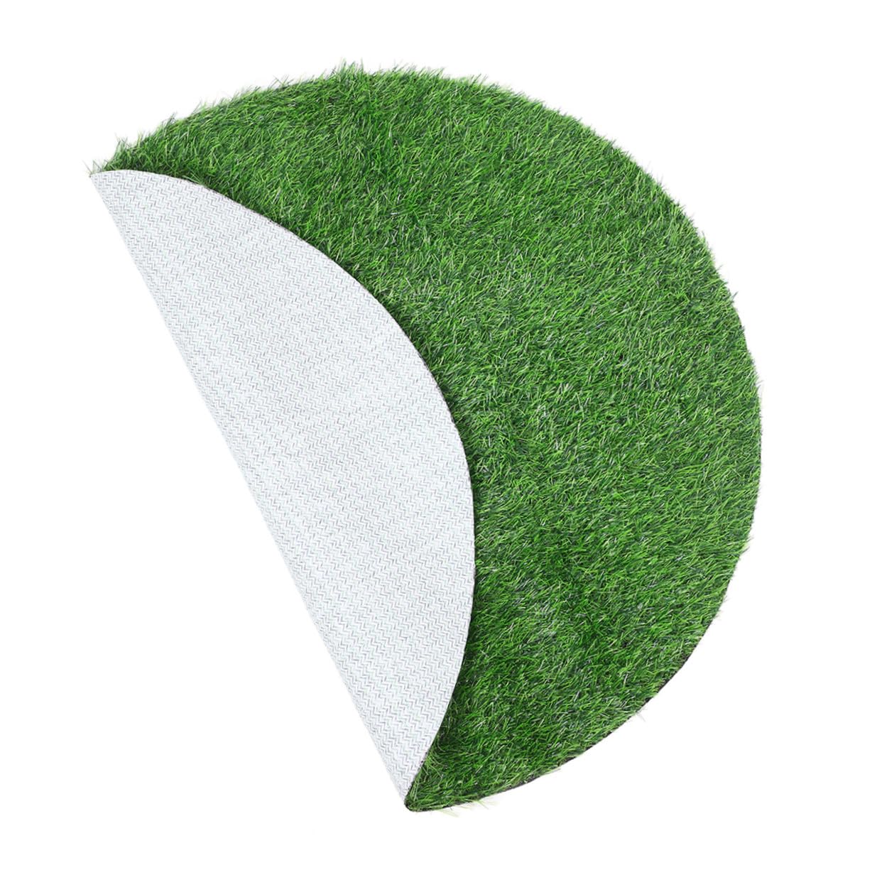 Gazon artificiel rond 80 cm pour masquer une table abîmée et décorer votre terrasse