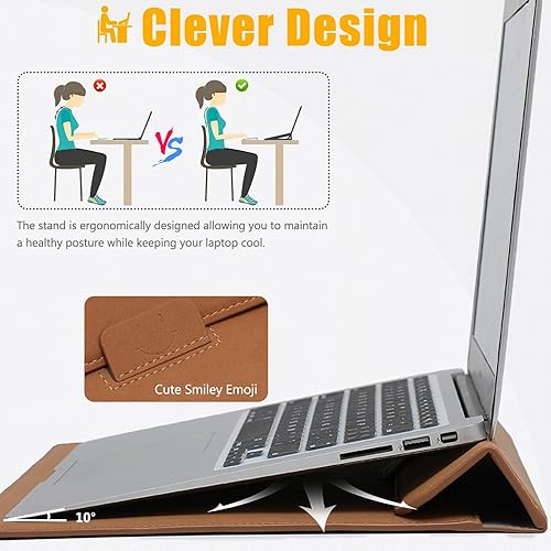 Miniatura 10 de HYZUO Funda para laptop de 15 pulgadas con función de soporte, compatible con MacBook Air 15 M2 A2941 2023 2024, Surface Laptop de 15 pulgadas 543,
