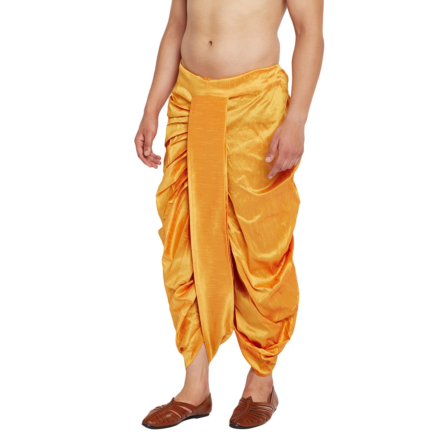Sojanya (Since 1958 Mens Stitched Mustard Dupion Silk Dhoti