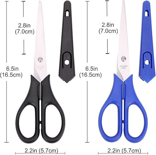 Miniatura 7 de Tijeras multiusos de 6.5 pulgadas, tijeras afiladas de acero inoxidable para oficina, hogar, escuela, estudiantes, hogar, uso general, suministros