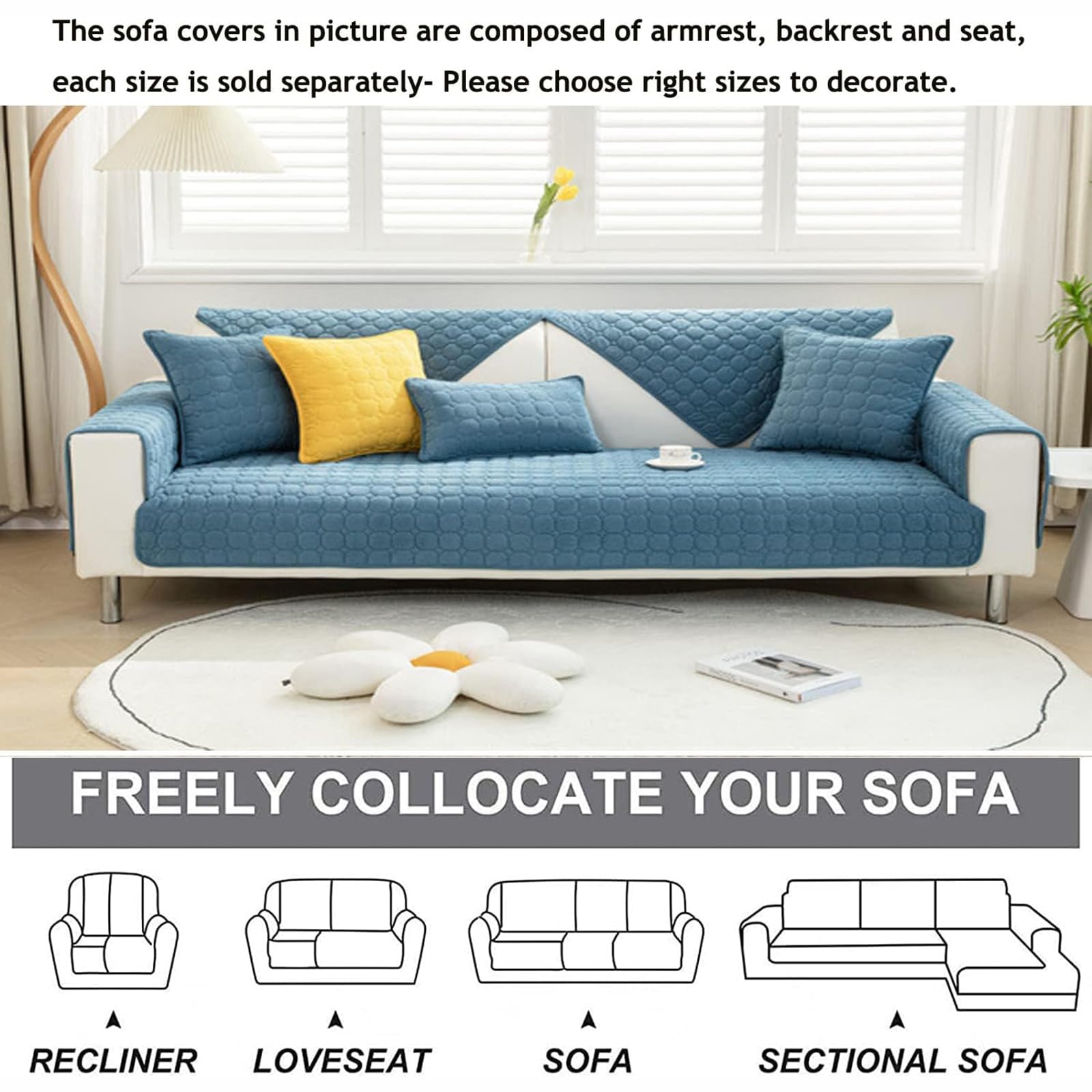 ZTGL Sofa Schutzhülle, rutschfest Sofaschoner, Schonbezüge L/U Form, 1/2/3/4 Sitzer Ecksofa Sofabezug, Couch Überwurfdecke, Verdicken Durable Sofaüberwurf,Schwarz,1 pc 90x240cm