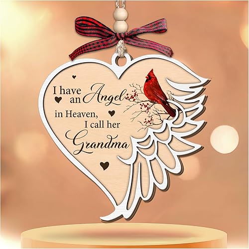 Vista 14 de Hyturlte - Adorno conmemorativo para papá – Adorno de Navidad cardenal para la pérdida de padre – Tengo un ángel en el cielo lo llamo papá – Regalos