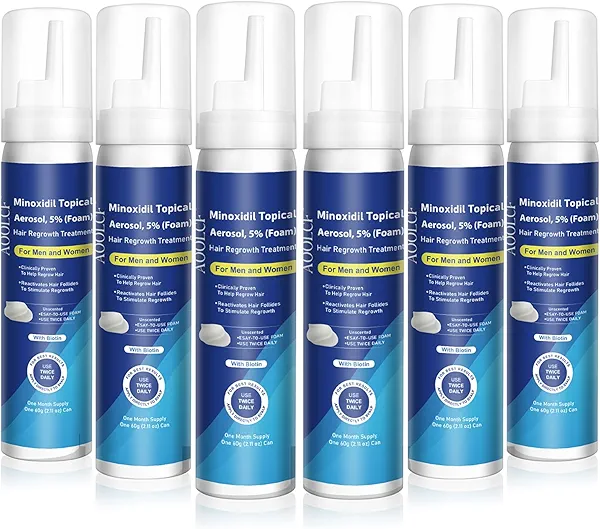 5% Topical Minoxidil Foam, Minoxidil for Men and Women, Infused with Biotin, Hair Growth Treatment, Supports Thicker and Fuller Hair & Beard (Minoxidil Foam, 12.66oz, 6 Month Supply)