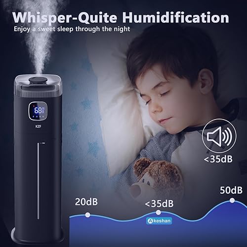 Miniatura 7 de KZF Humidificador grande para dormitorio, humidificador ultrasónico de niebla fría de 9L2.5 galones con humidistato, boquilla de 360, nivel de