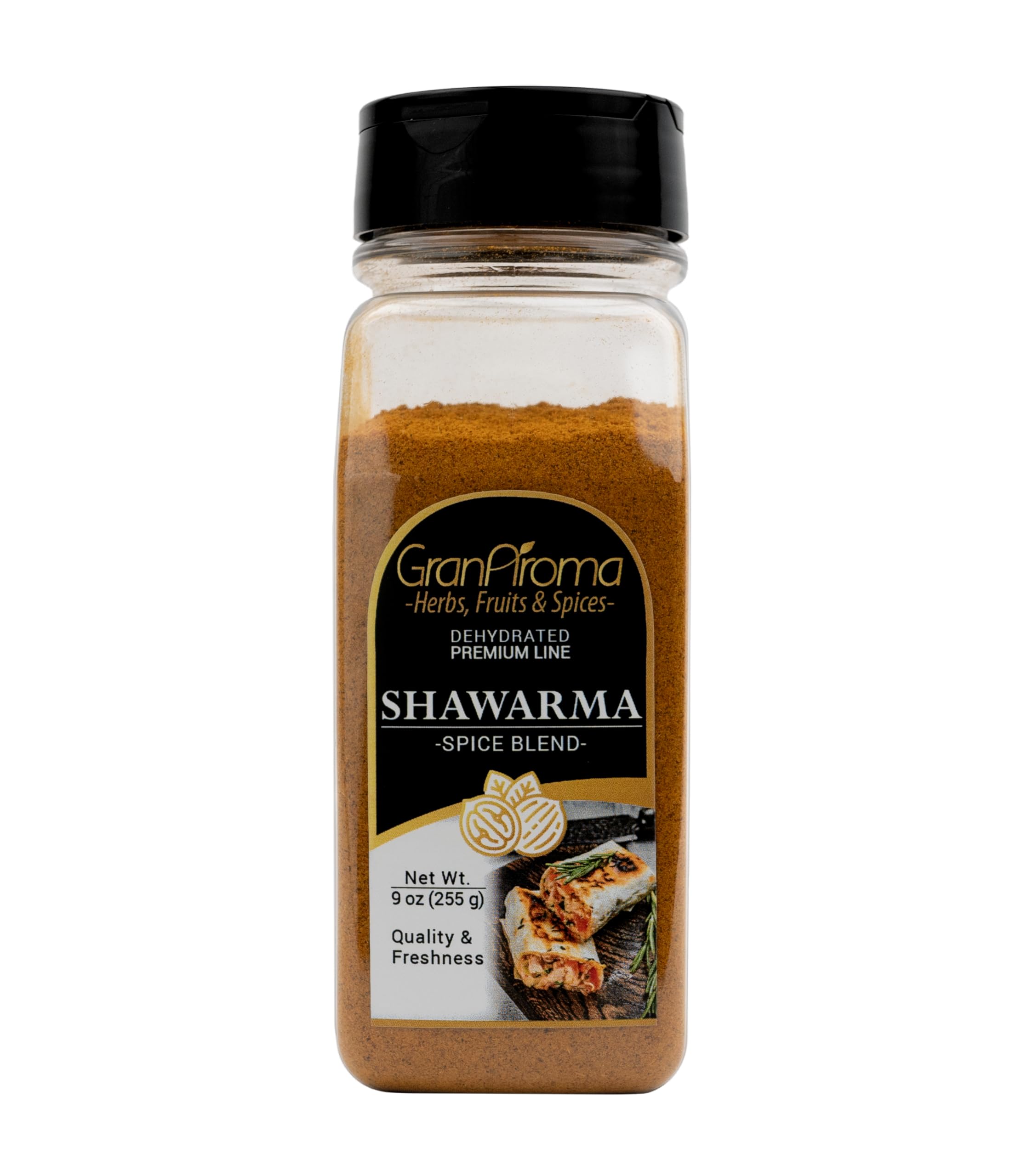 GranAroma Shawarma Spice Blend, Aromatic & Savory, Exotic Flavor, Authentic Middle Eastern Cuisine (9 Ounce)