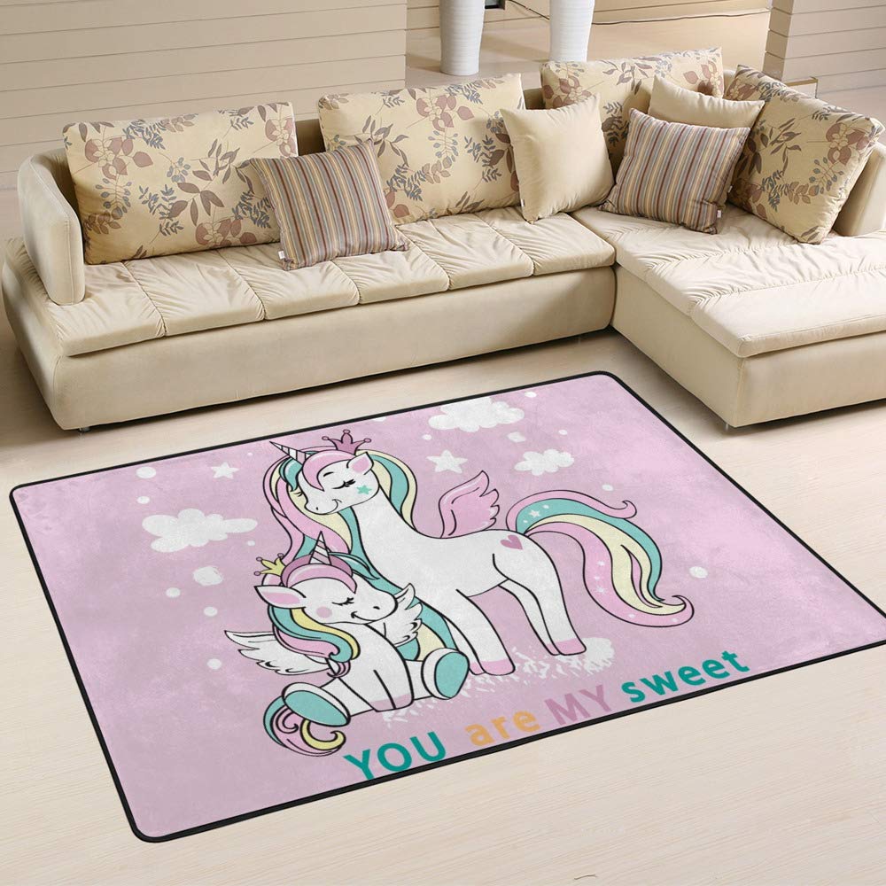 Tapis licorne grande taille velours corail Ruchen tapis facile à nettoyer