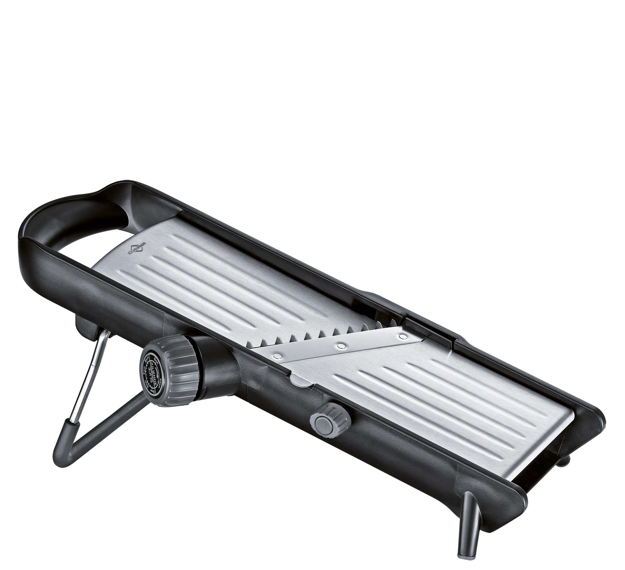 Kuchenprofi affettaverdure con fermaverdure in acciaio inox e piedini antiscivolo pieghevoli 37x16 cm