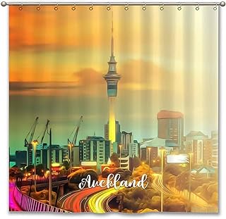 Auckland City Shower Curtain for Your Bathroom - 72x72in Auckland Cityscape Natural Landscape Bathroom Shower Curtain Machine Washable Perfect to Gym Bath Decor Ideal Retirement Gift