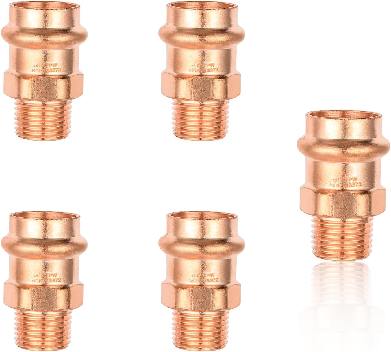 (Pack of 10) EFIELD Press Copper Fittings,3/4-Inch Copper Press x 3/4-inch Male Copper Adapters,(PRESS043)