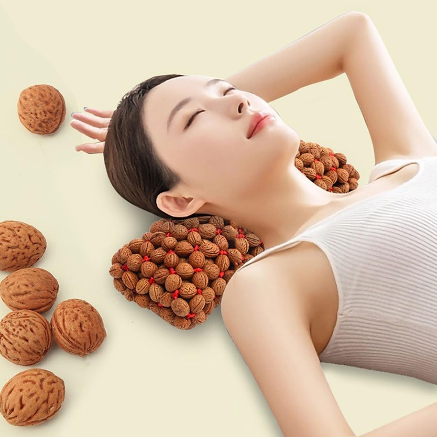 Neck roll Pillow, Carya cathayensis Cervical Pillow - Handmade Woven Cervical Neck Pillow Roll Health and Environmental Protection Handmade,Pillow for Back Sleeper