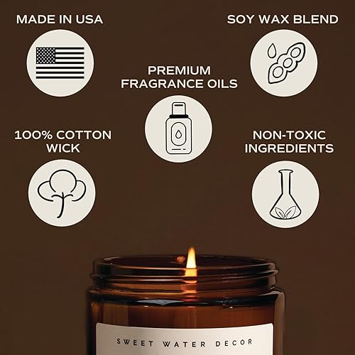 Miniatura 28 de Sweet Water Decor Palo Santo Patchouli Soy Candle - Black Pepper, Clove Leaf, Nutmeg and Lavender Scented Candles for Home - 9oz Amber Jar + Black