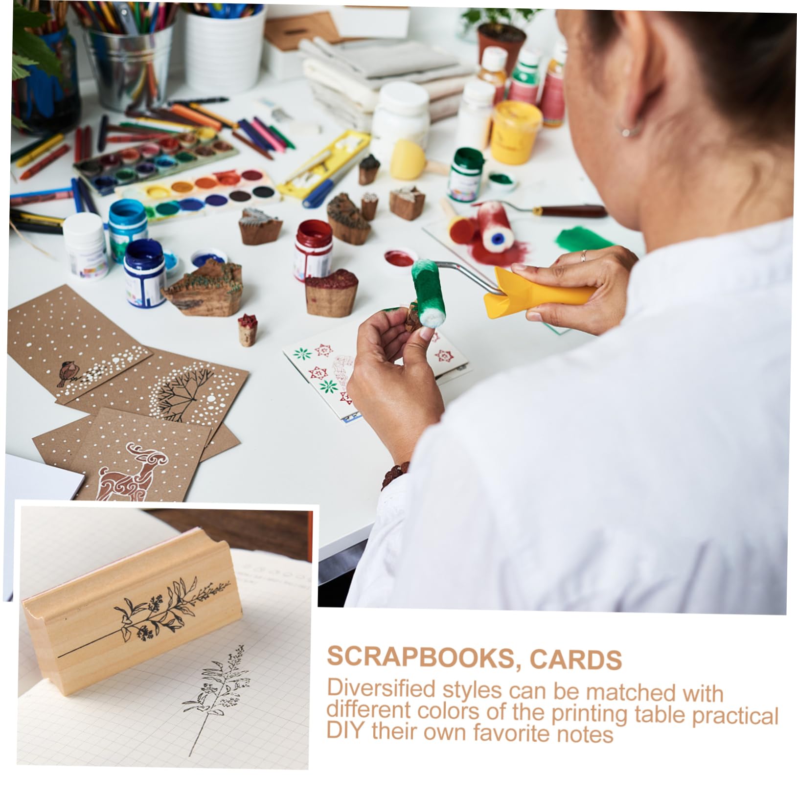 SEWACC 16 Stück Holz Siegel Sammelalbum Stempel Album Stempel Pflanzen Blumen Tagebuch Bastel Tagebuch Planer Holz Brief DIY
