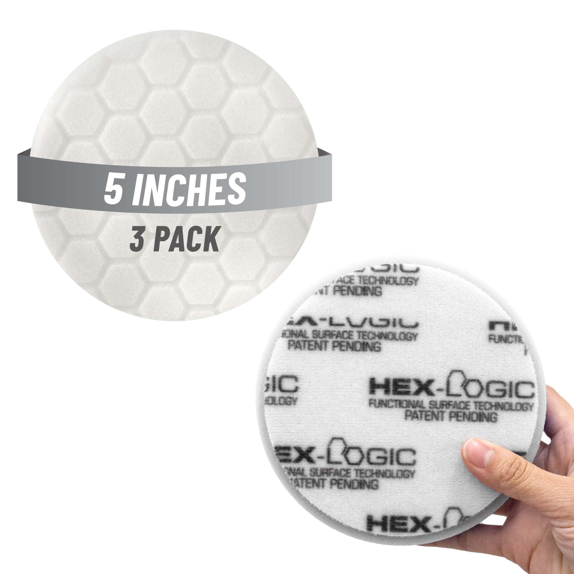 Chemical Guys Hex-Logic Ultra Light Cut Polishing Pad White (5.5 Inch) (3 Pack) – Foam Finishing Pads for Swirl Removal, Gloss Boosting & Final Polish