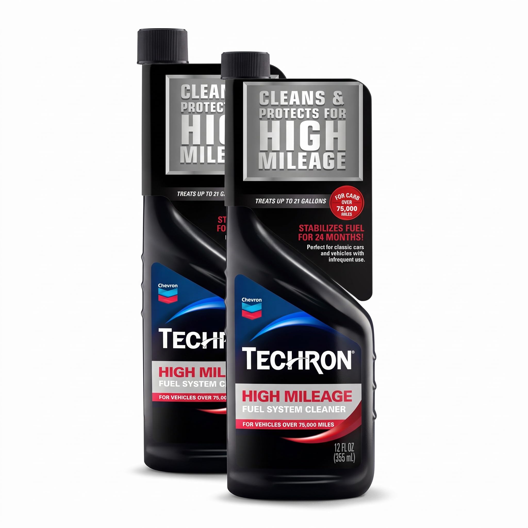 Chevron Techron High Mileage Fuel System Cleaner, 12 oz, Pack of 2