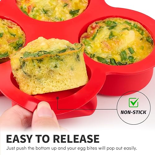 Miniatura 3 de Paquete de 2 moldes para freidora de aire para huevos, 4 tazas de moldes redondos para magdalenas de silicona para horno, freidora de aire y olla