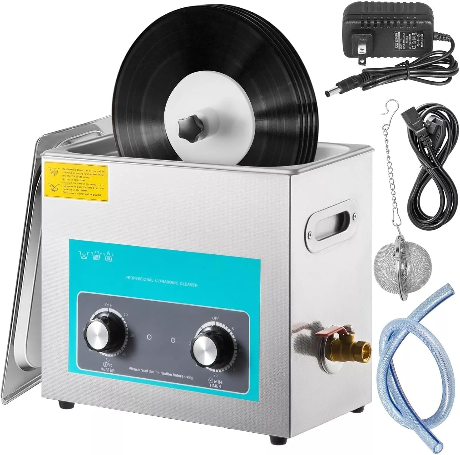 Máquina limpiadora ultrasónica de discos de vinilo de 6 litros, capacidad de 40 kHz, limpieza profunda para una calidad de sonido óptima, restaura tus discos de vinilo, mejora la experiencia musical