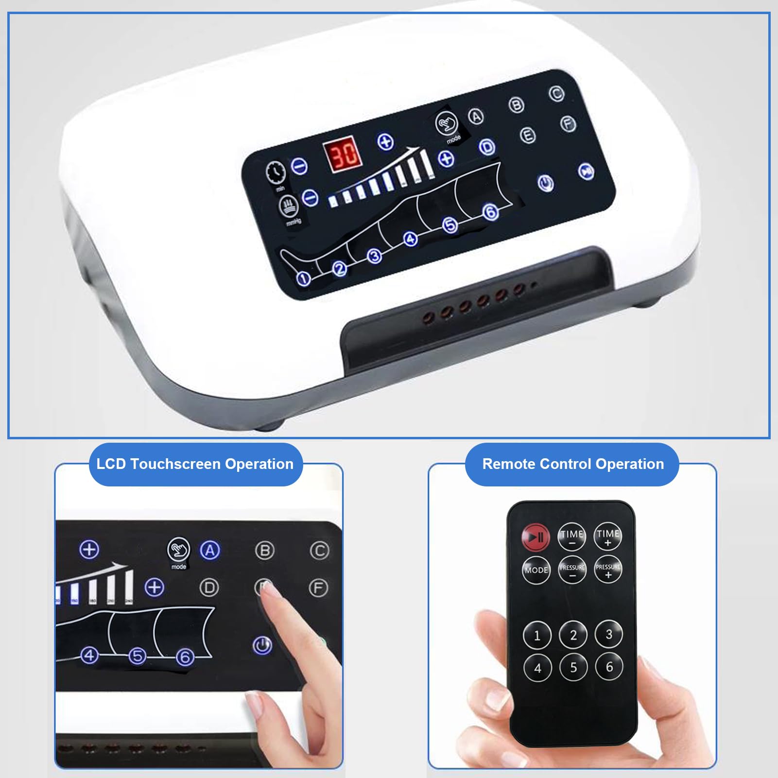Pressoterapia Linfodrenaggio Professionale, Pressoterapia Per Casa Con 6 Programmi, 6 Camere Apparecchio Massaggio Linfodrenaggio, Anti Cellulite, Pressione & Durata Facilmente Regolabili