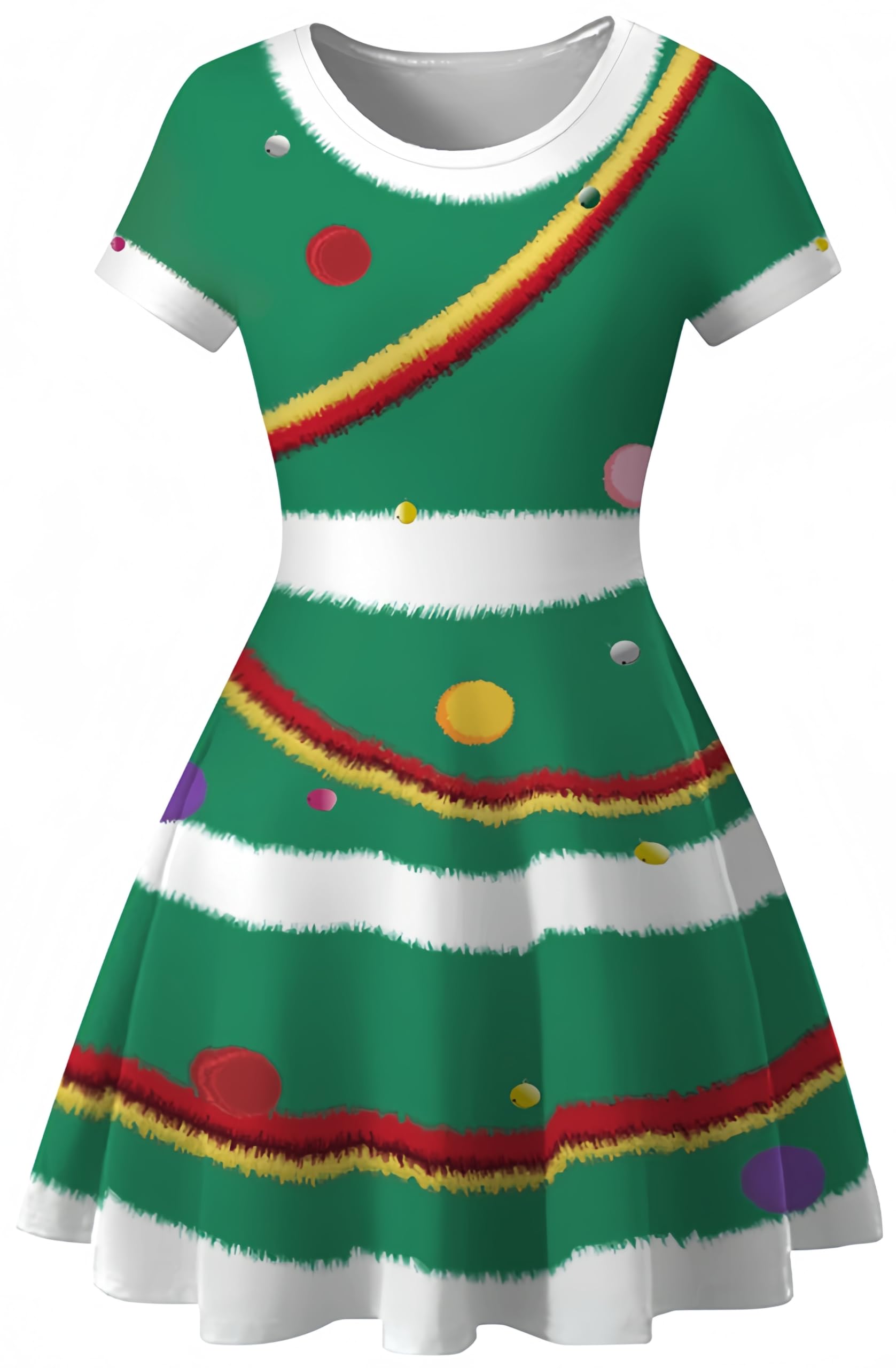Ocean Plus Donna Vestito con Stampa Digitale Linea ad A a Maniche Corte con Scollo Rotondo Abito Manica Corta T-Shirt