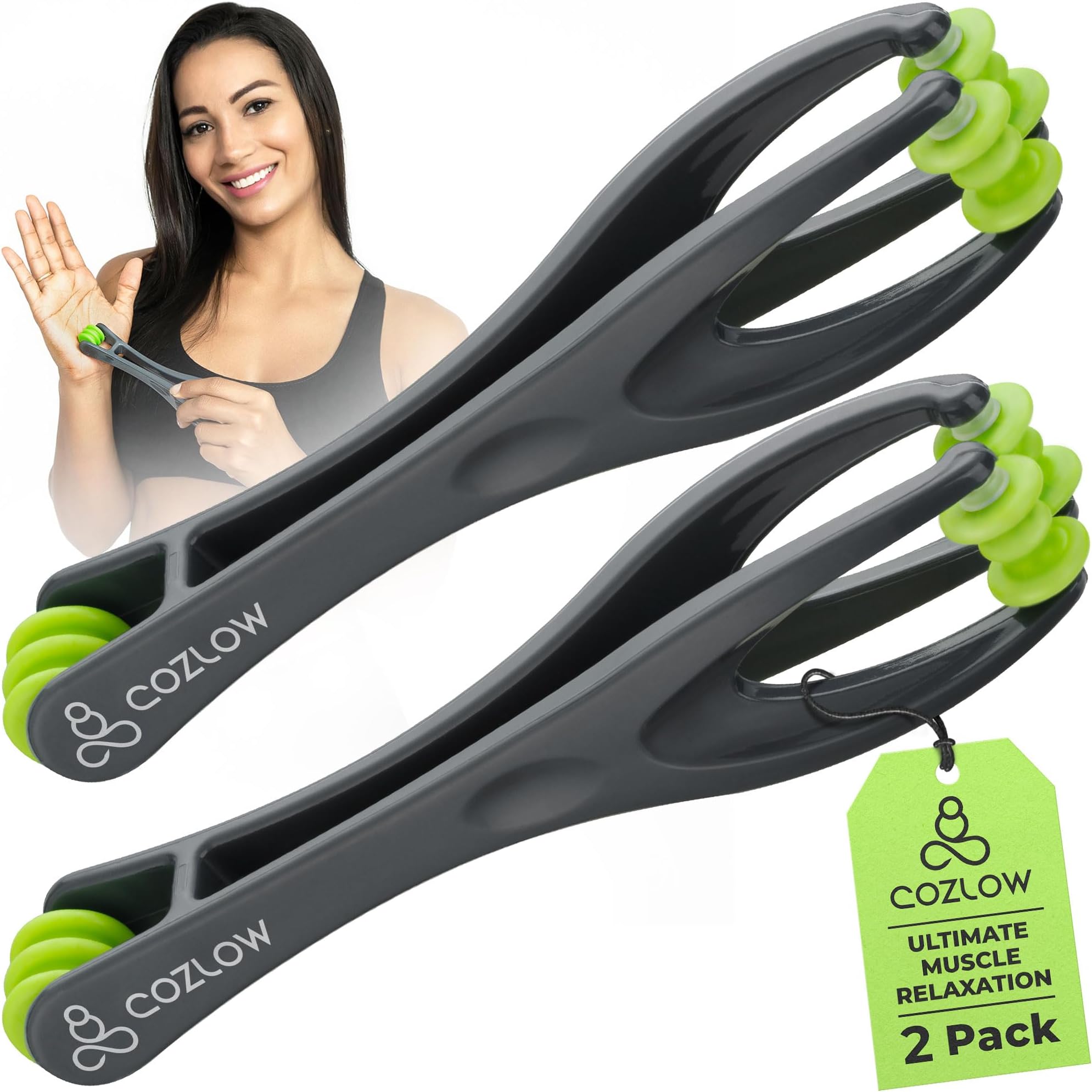 COZLOW Dual Finger Massager - Hand Massage Tool for Knuckles, Palm, Wrist | Cozlow manual hands & fingers massage roller - trigger point therapy for cramps, arthritis, carpal tunnel, muscle pain relief