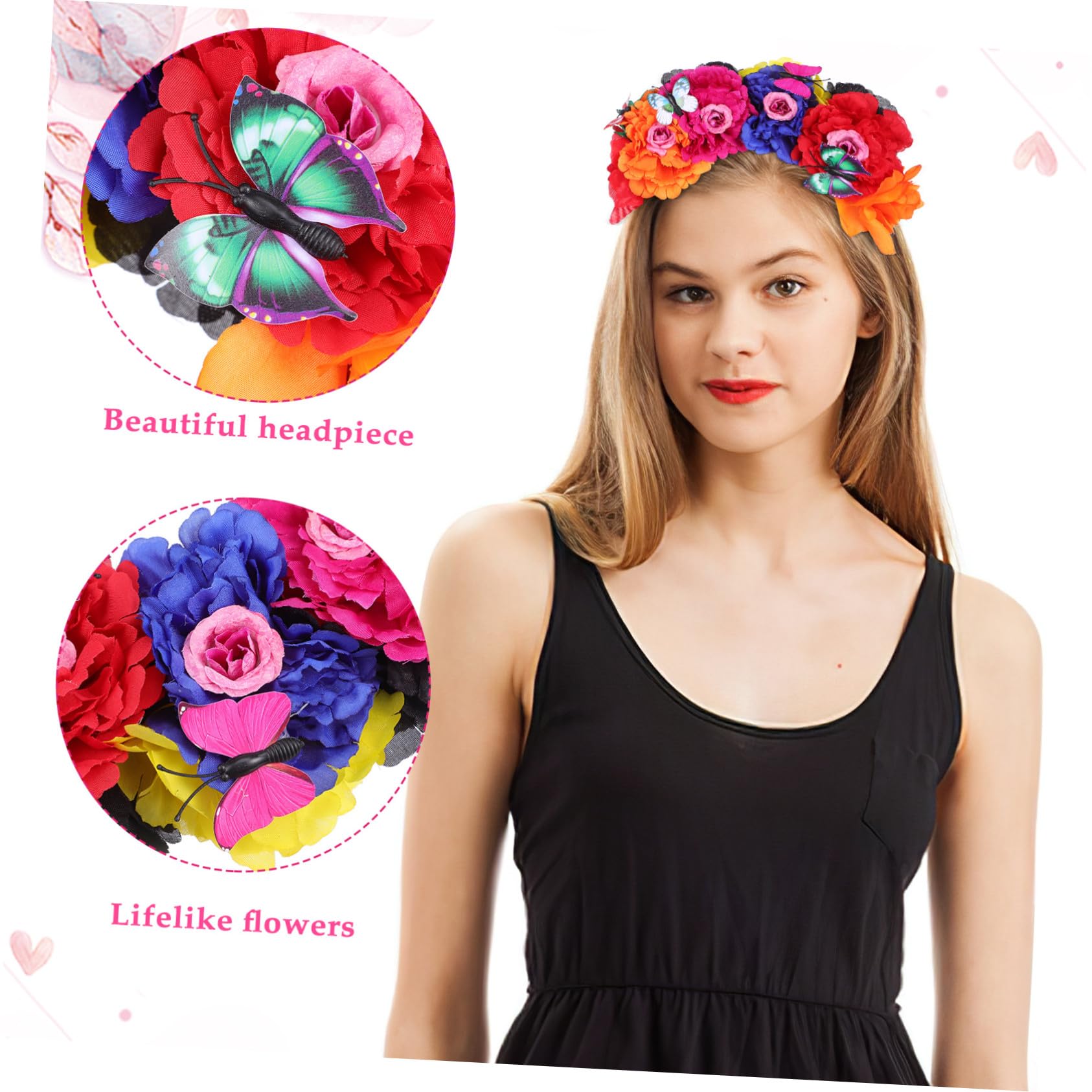 Diadema Plástico Elegante de Flores, Tocado Floral para Mujer