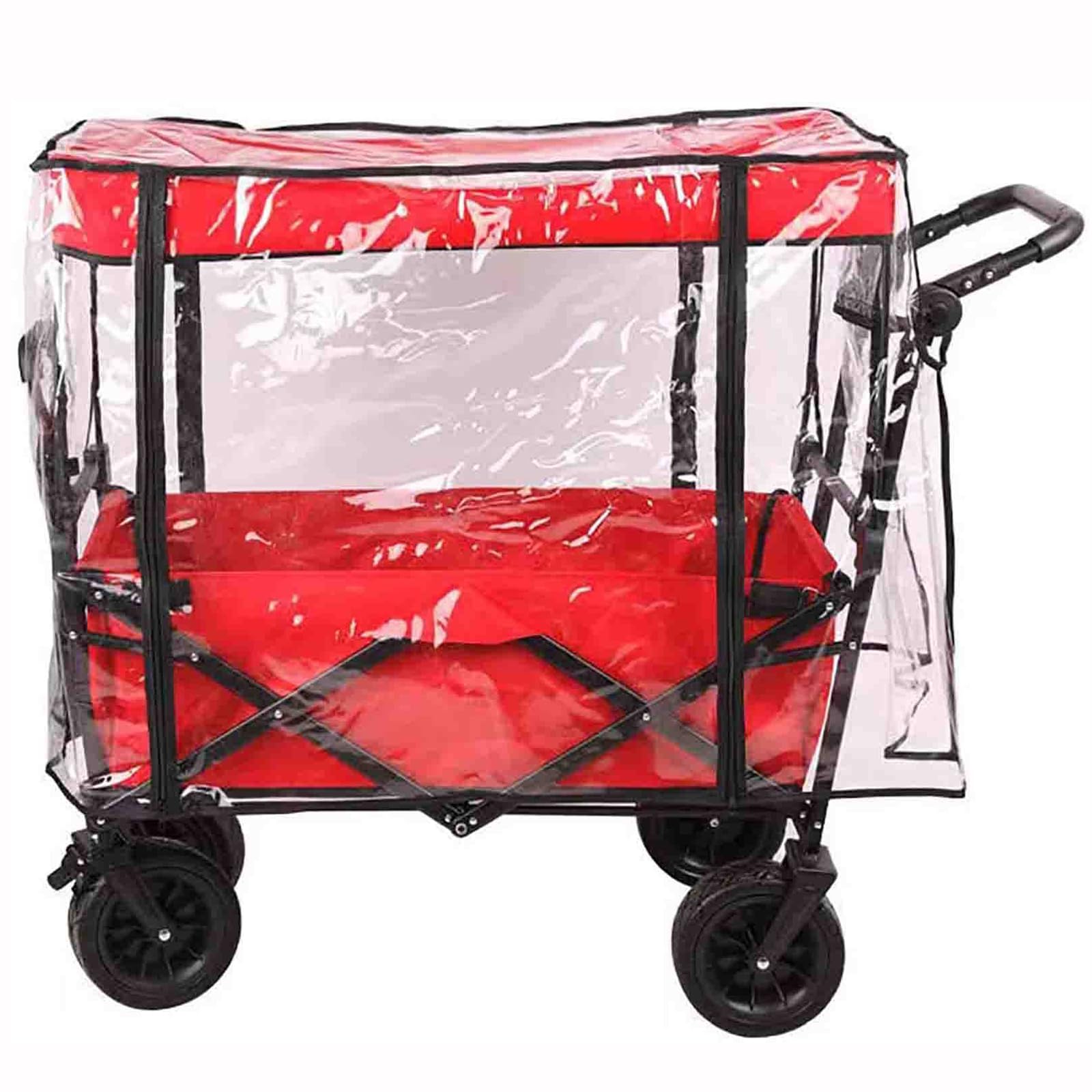 Cubierta de lluvia plegable para carrito, protección plegable transparente para remolques de carro tirados a mano, ideal para niños, jardín, camping, compras