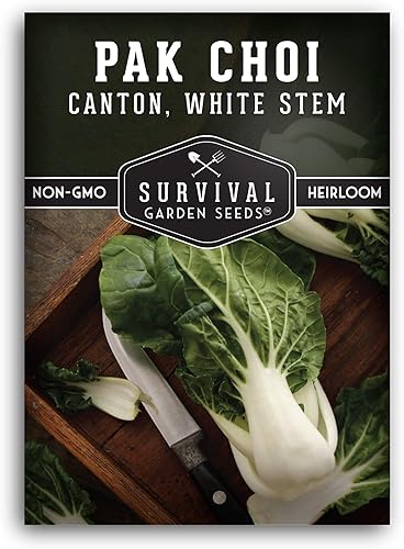 Miniatura 7 de Survival Garden Seeds - Semilla Canton White Stem Pak Choi o Bok Choy para plantar - 2 paquetes con instrucciones para cultivar Brassica Rapa