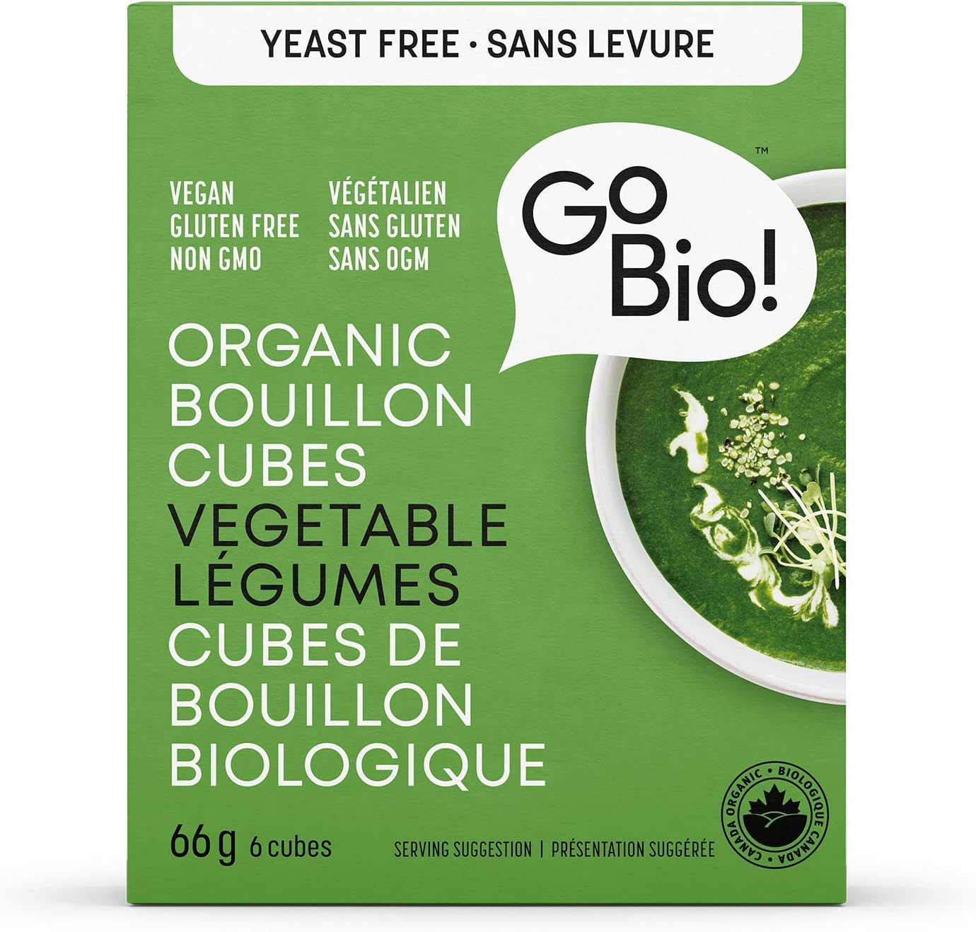 GoBIO! Organic Bouillon Cubes and BrothYeast Free Vegetable Cubes, 66g