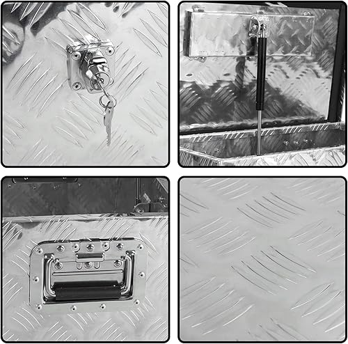 Miniatura 4 de confote Caja de herramientas chapada en aluminio resistente de 20 pulgadas, caja de herramientas para camioneta, caja de herramientas para remolque,