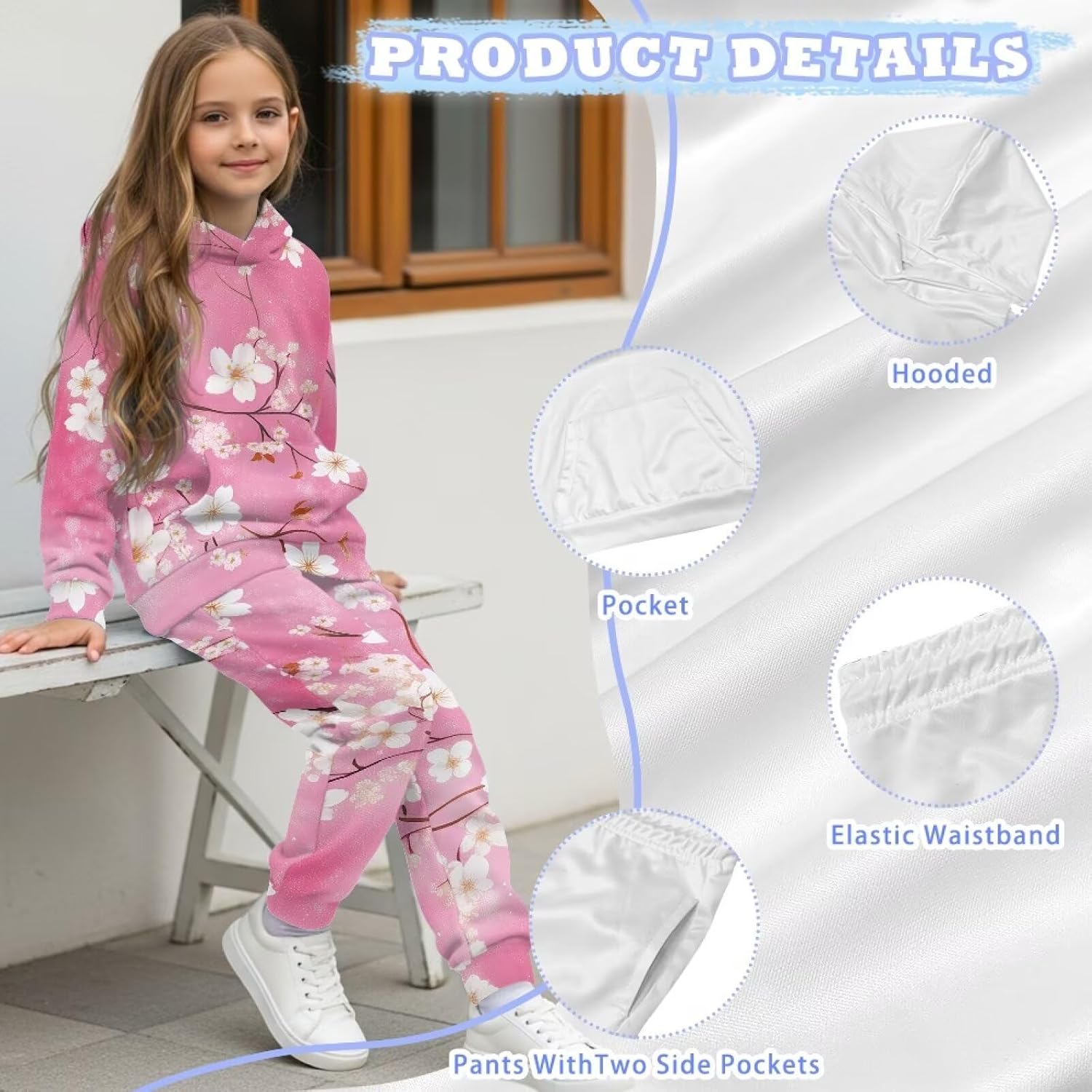 Unisex 2 Piece Outfits Hoodie Sweatsuit Sets for 5-12Y Boys Girls Oversized Sweatshirt and Baggy Fall Fashion