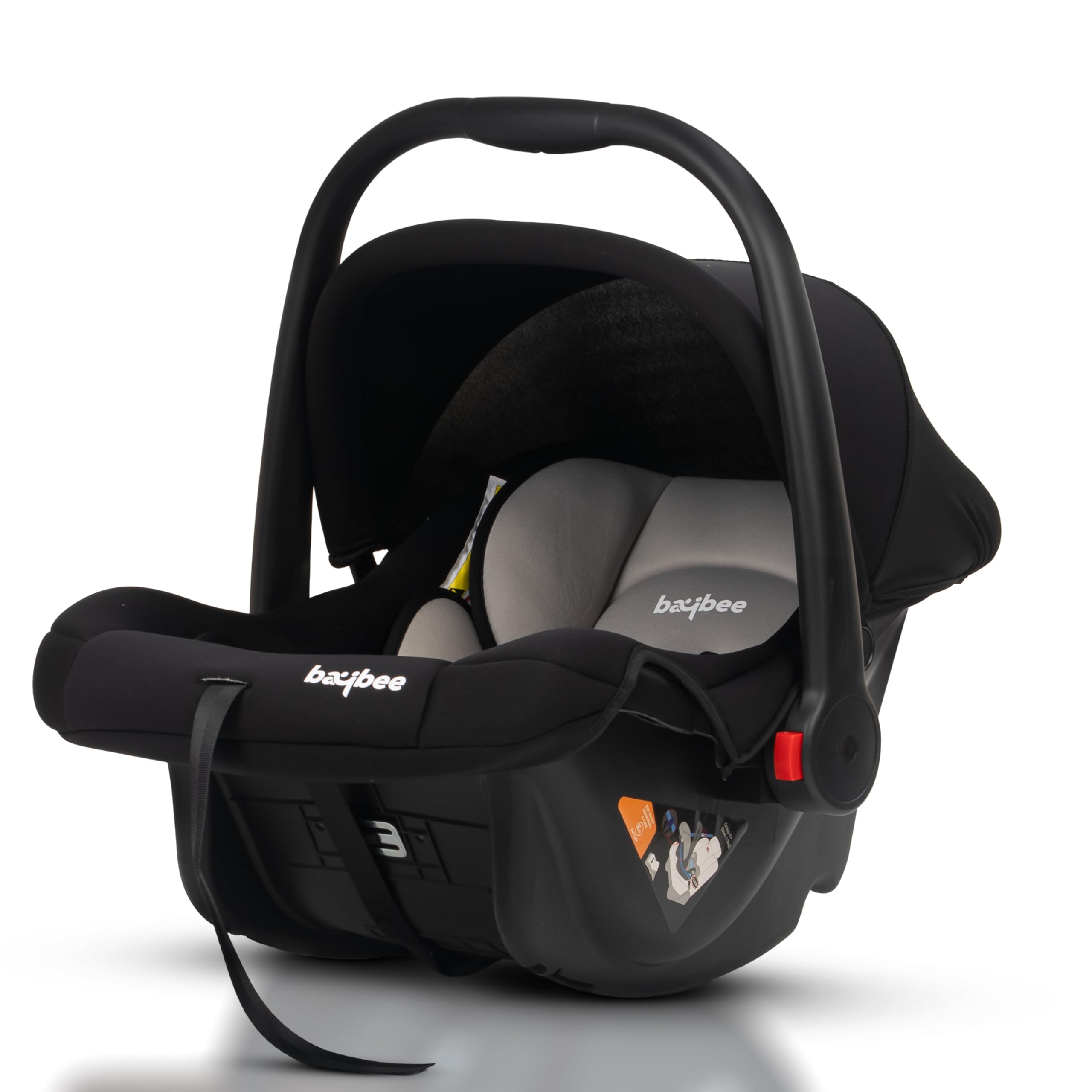 BAYBEE 3 in 1 Multi Purpose Baby Carry Cot Cum Car Seat with Canopy, Adjustable Handle, 3 Point Safety Belt | Rocker for Infant | Baby Carry Cot for New Born 0 to 15 Months (Black/Grey)