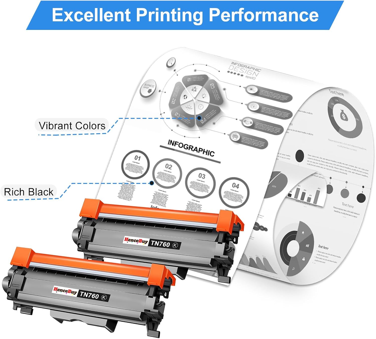 TN760 Toner Cartridges Replacement for Brother Toner TN-730/TN-760 Compatible HL-L2350DW MFC-L2710DW MFC-L2750DW HL-L2395DW HL-L2370DW DCP-L2550DW HL-L2390DW (Black, 2 Pack) - Image 4