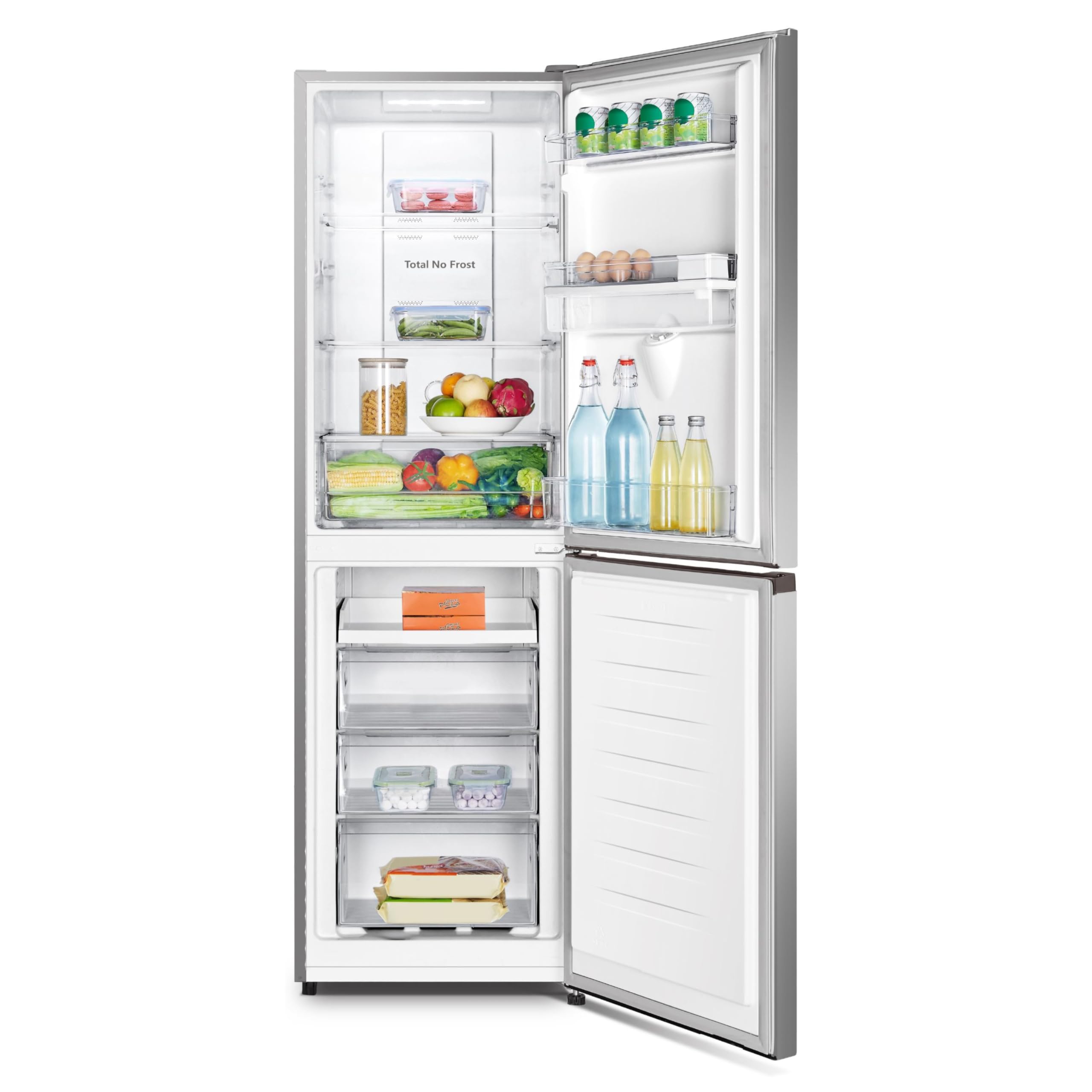 HYE Fridge Freezer - 50/50 Freestanding Fridge Freezer, 182.4cm Height, 55cm Width, 256 Litre Capacity, Total No Frost & Non-Plumbed Water Dispenser, Silver - RF01FF256S18 — view 9