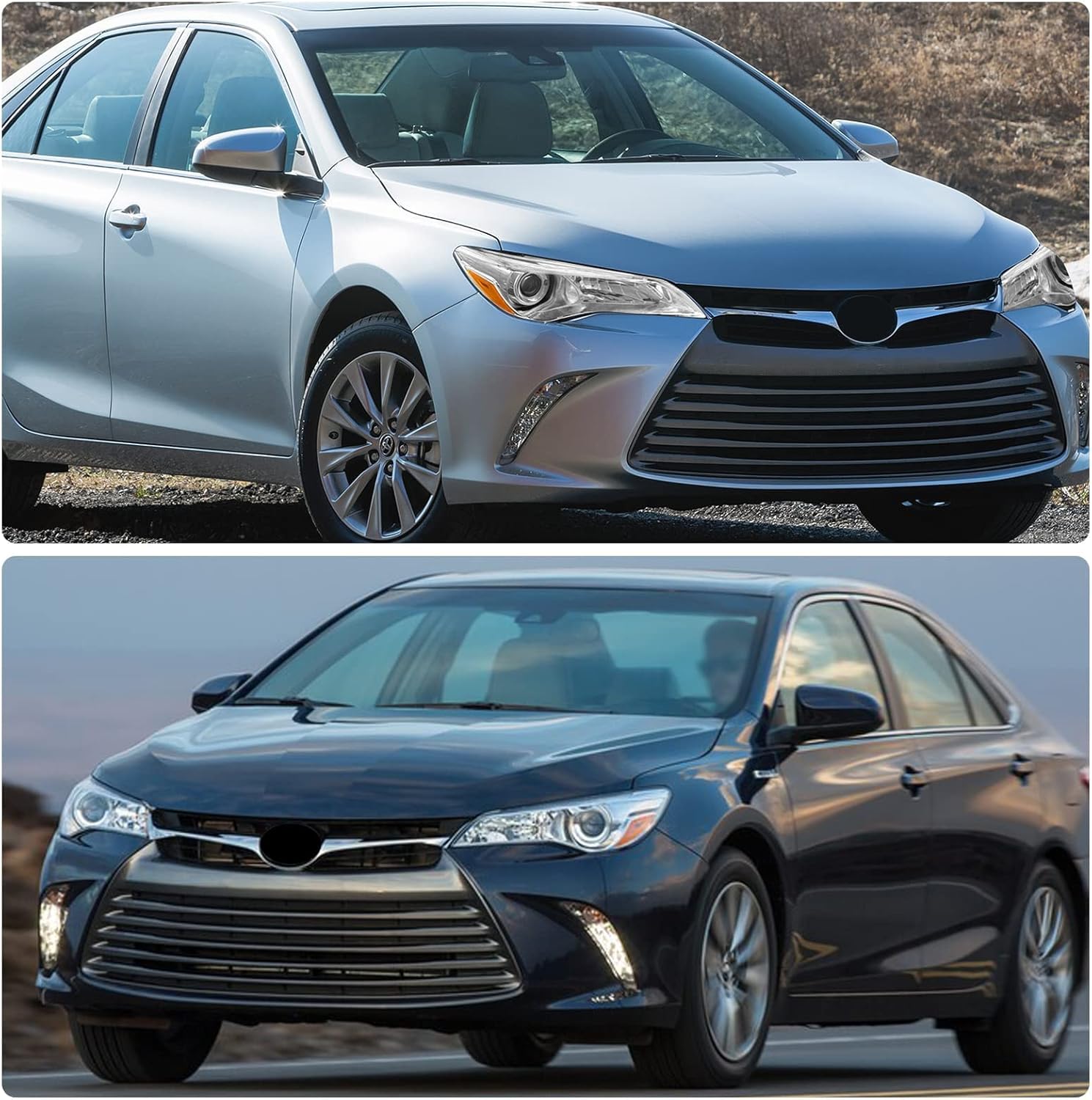 2015 2016 2017 Camry Headlight Assembly Headlights for 2015-2017 Toyota Camry Headlamp Replacement Left and Right - Chrome Housing Pair（W/O Bulbs）