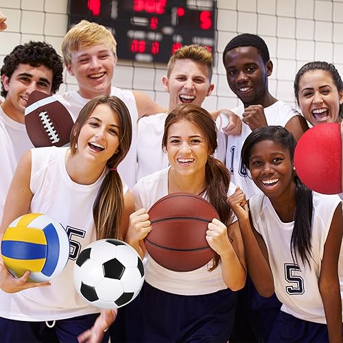 Miniatura 6 de Libima Juego de 6 pelotas deportivas multideportivas, tamaño oficial, fútbol, voleibol, pelota de juegos infantiles, béisbol con bolsa de equipo