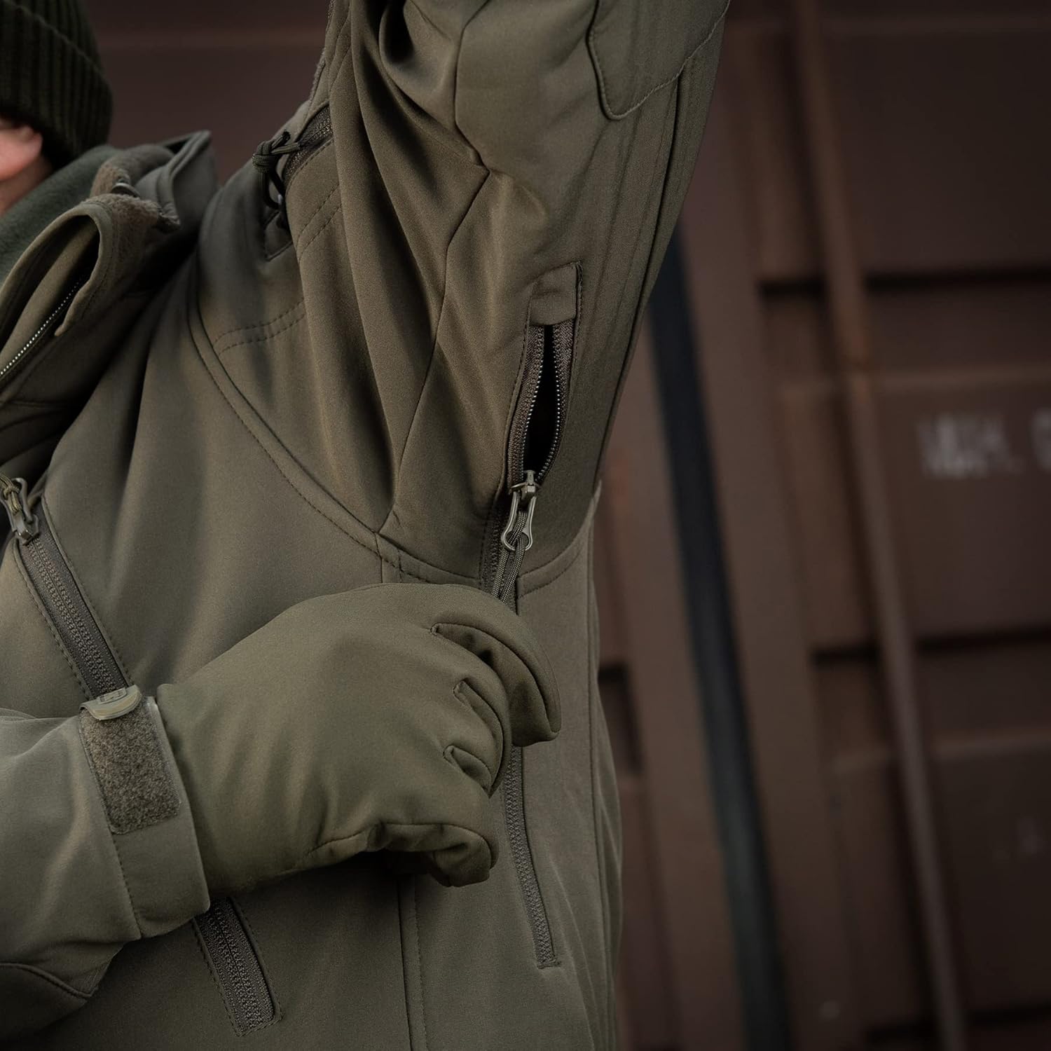 M-Tac Tactical Soft Shell Hooded Jacket with Removable Fleece Insulation Sweater - Military Outdoor Style 8 Zipped Pockets