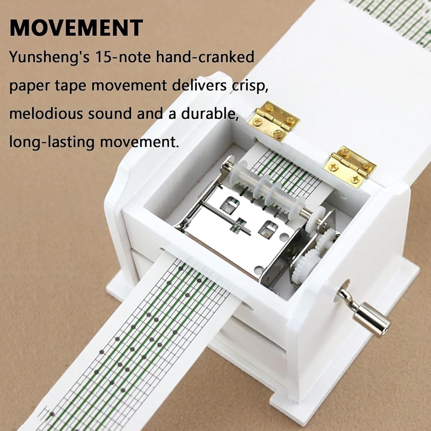 Carillon Vintage in Legno A 15 Note, con Perforatore, Foglietto di Carta Bianco E Pre-inciso, Carillon Fai-da-Te A Manovella, Regalo per Appassionati di Musica E Hobbisti.