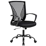 Office Chair Ergonomic Desk Chair Mesh Computer Chair with Lumbar Support Armrest Mid Back Rolling Swivel Adjustable Task Chair for Women Adults, Black