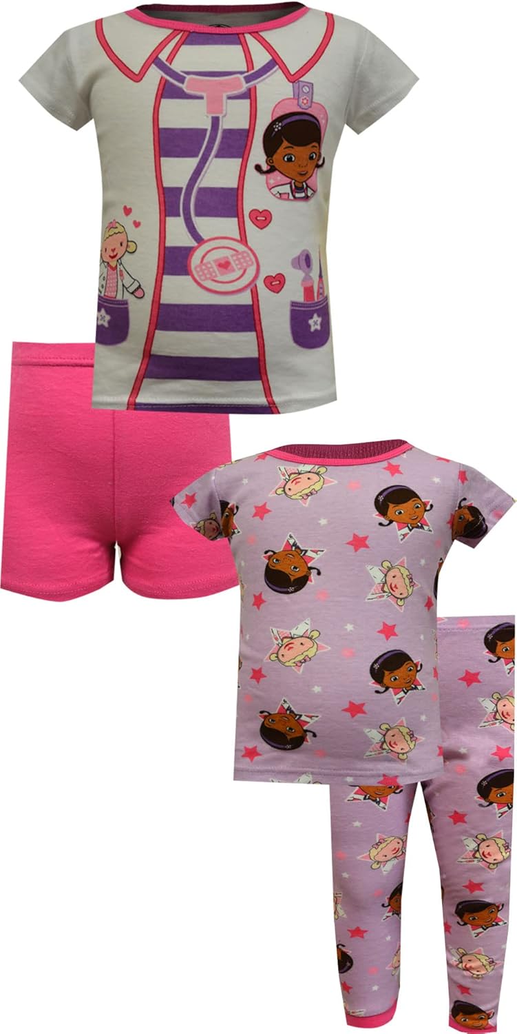 Girls Disney Doc McStuffins 4 Piece Toddler Cotton Pajamas
