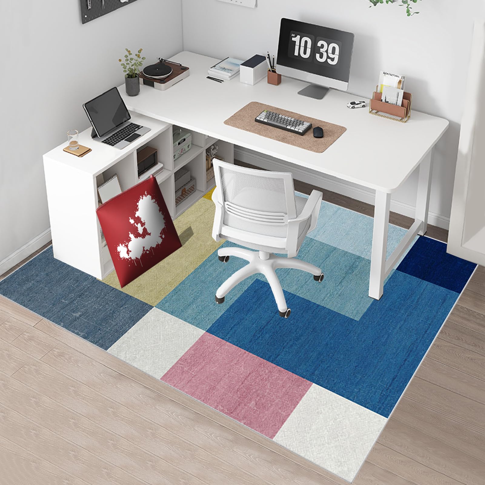 Tappetino per sedia da ufficio, tappetino antiscivolo per pavimenti in legno massello, 100 x 140 cm, multi superficie, protezione da scrivania, ideale per sedie a rotelle e configurazione di gioco