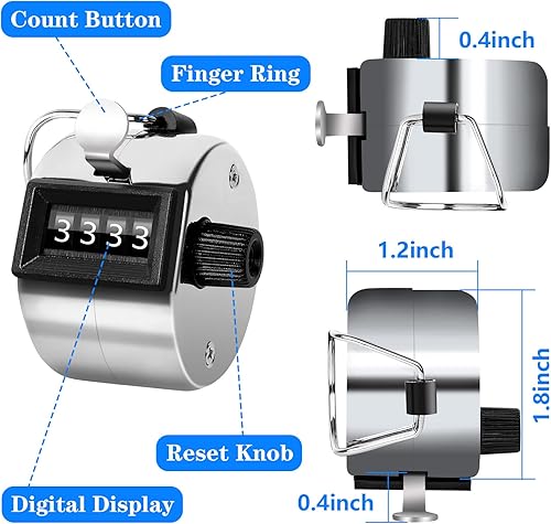 Miniatura 2 de Contador mecánico de mano, 5 unidades de 4 números digitales contador de clics para eventos escolares, golf, deportes, oficina, estadio