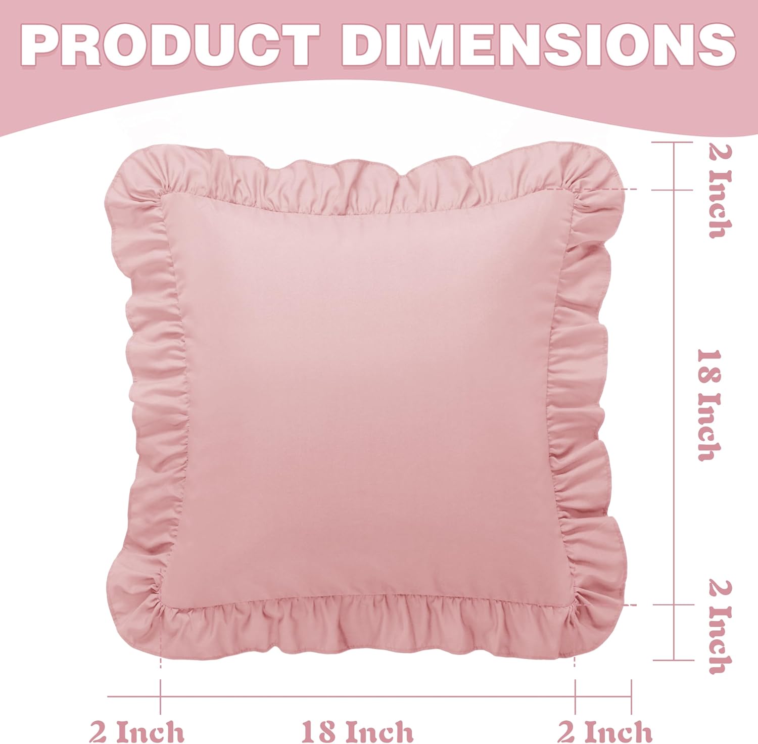 KKJIAF 2 Pack Ruffle Pillow Cases 18x18 Inches, Light Pink image 3