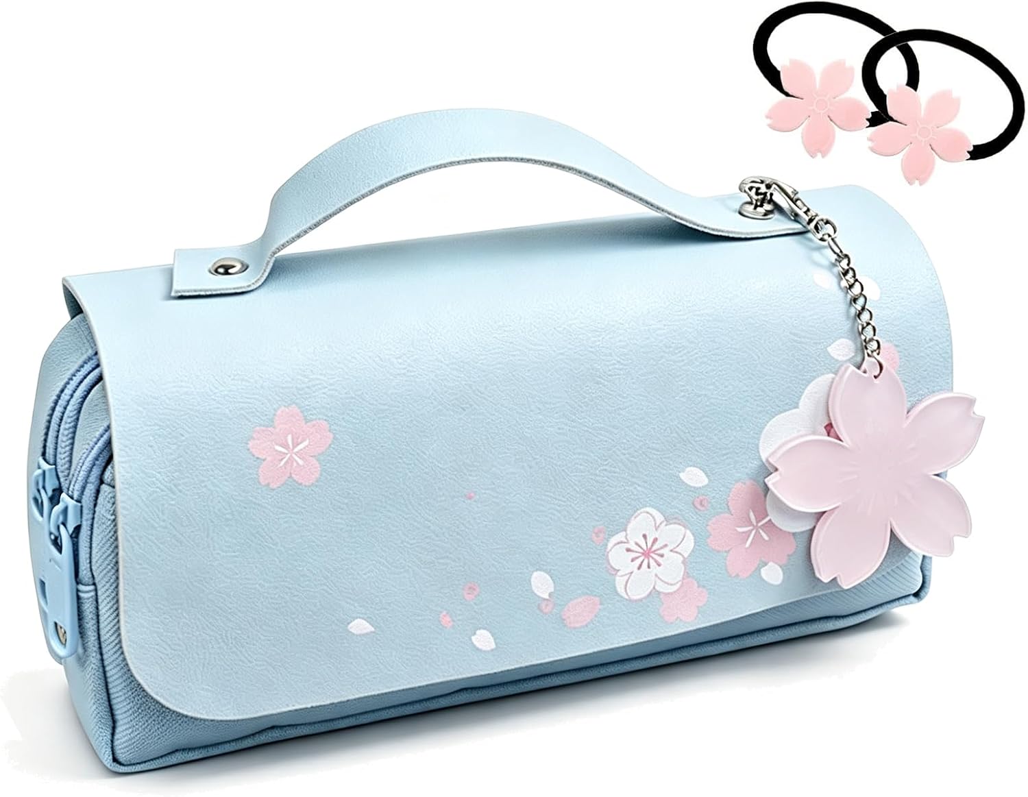 Kawaii Cherry Blossom Pencil Bag Pink Sweet Pencil Case Large Capacity Stationery Pouch School Supplies Makeup Bag