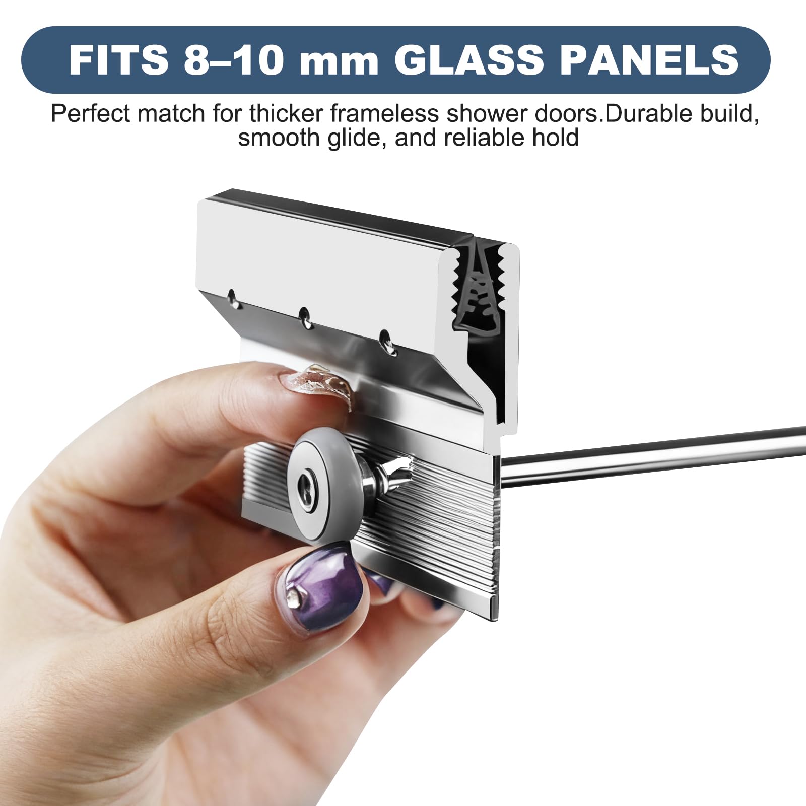 4 Pack M 6053 Frameless Shower Door Roller Assemblies – 3/4" Plastic Wheels with Ball Bearings,Chrome Aluminum Bracket,Replacement Kit for Glass Sliding Doors Parts — Amazon image 6